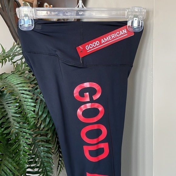 Brand New Good American Performance Black w/ Red Stretch Compression Leggings - Picture 3 of 15